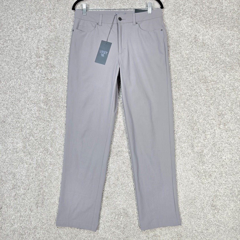 VRST Commuter 5 Pocket Pants Mens 31x30 silver gray Athletic Fit Chino Golf NEW